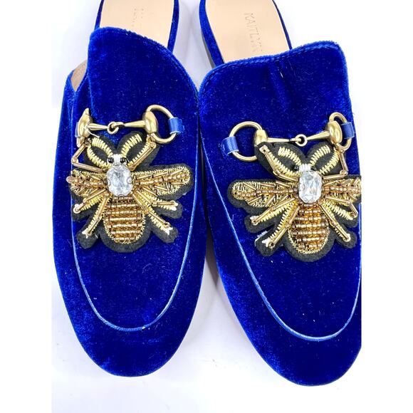 Kaitlyn Pan Size 9.5  Royal Blue Velvet Mule w/ Bee Patches, Jewel, Horse Bit - Picture 6 of 12